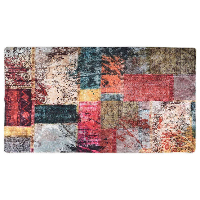 gulvtæppe 190x300 cm vaskbart patchworkdesign