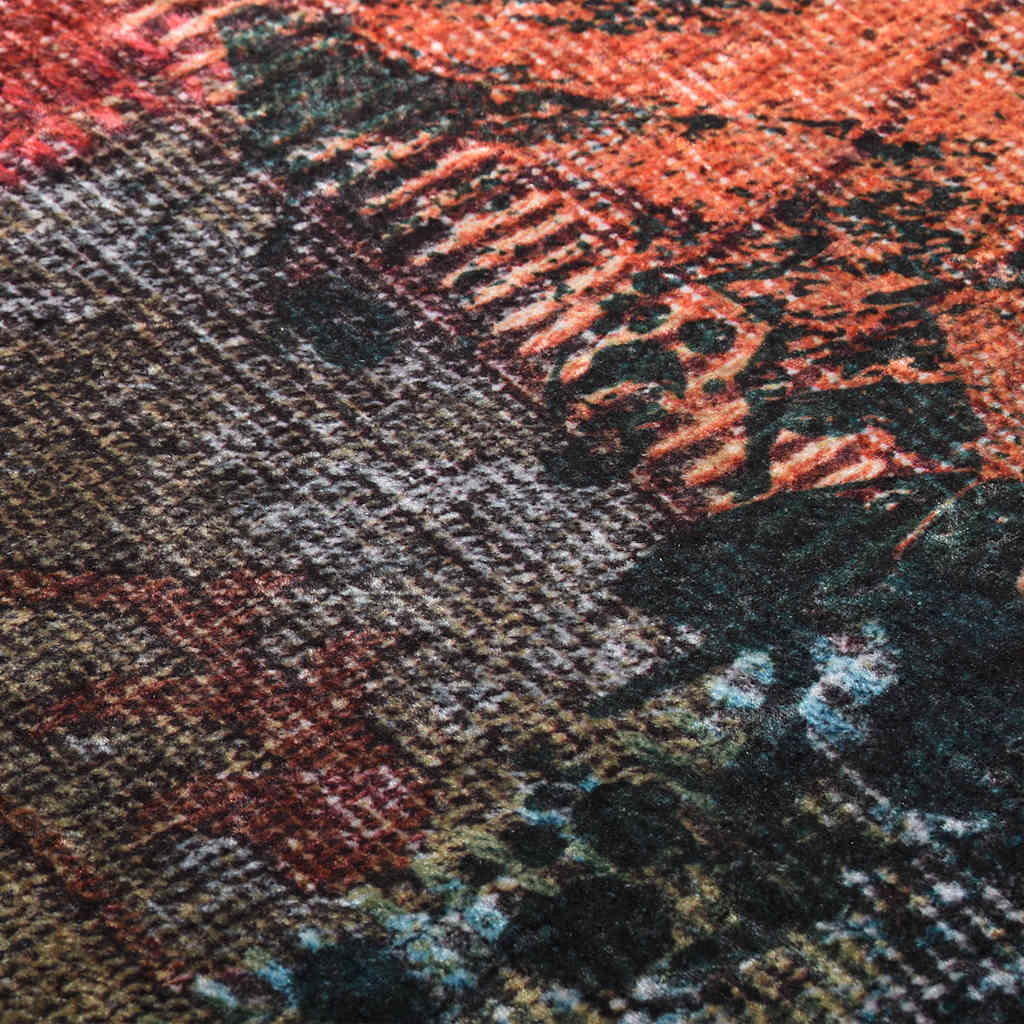 gulvtæppe 190x300 cm vaskbart patchworkdesign