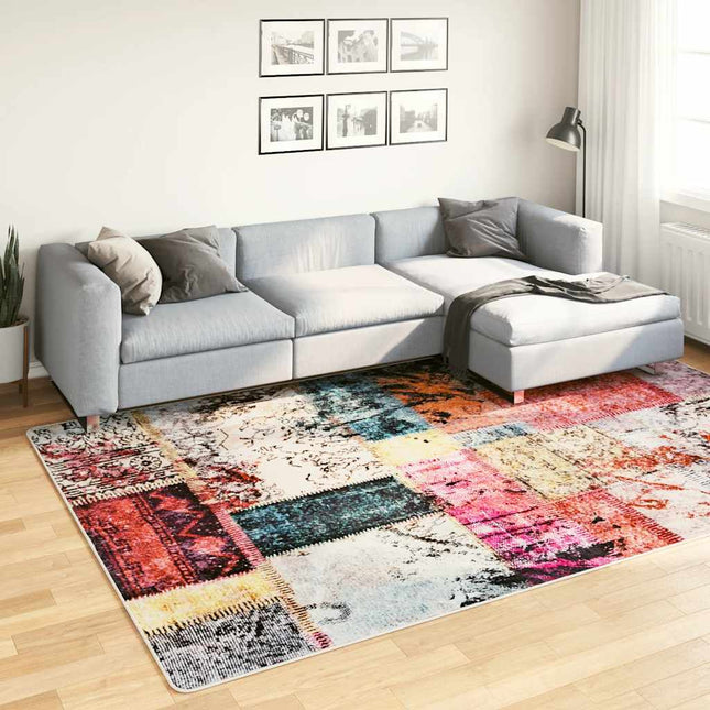 gulvtæppe 190x300 cm vaskbart patchworkdesign