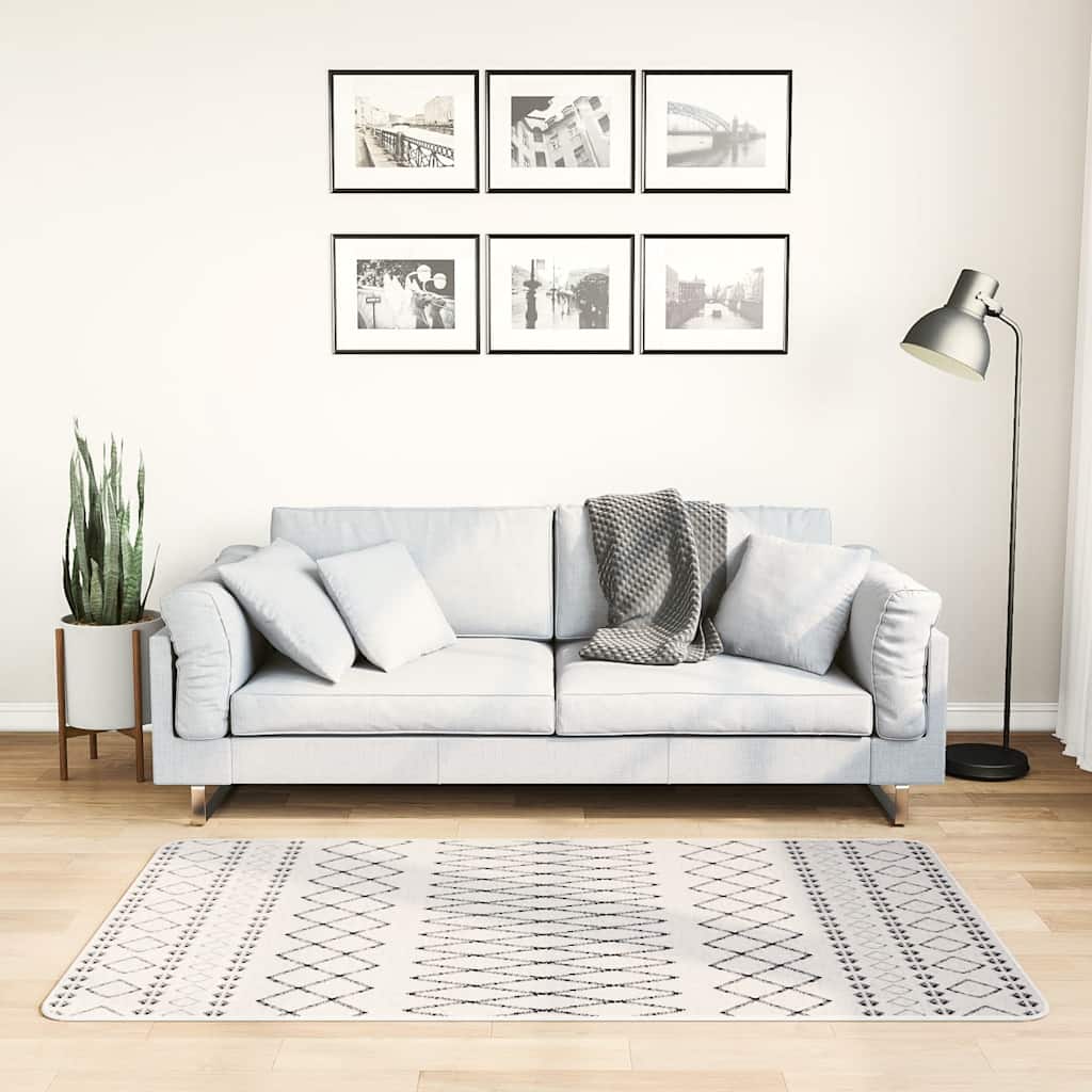 Gulvtæppe 80x150 Cm Skridsikkert Og Vaskbart Sort Og Hvid - Vidaxl