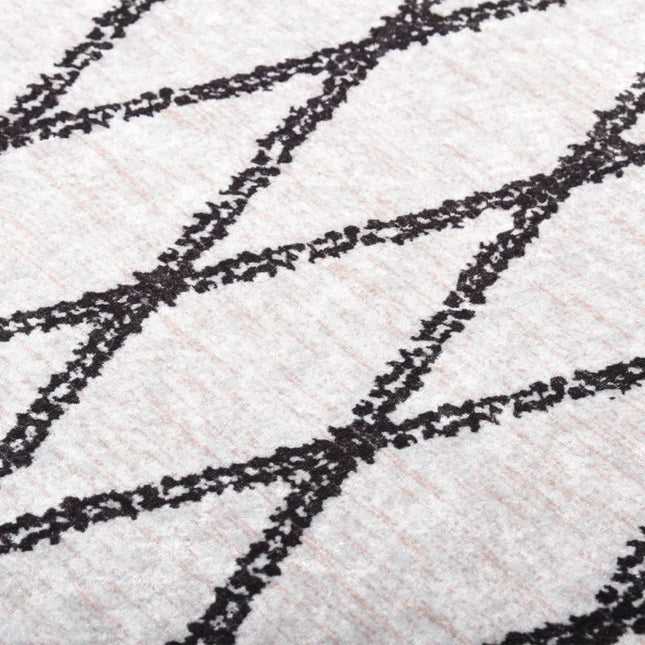 gulvtæppe 80x300 cm vaskbart sort og hvid