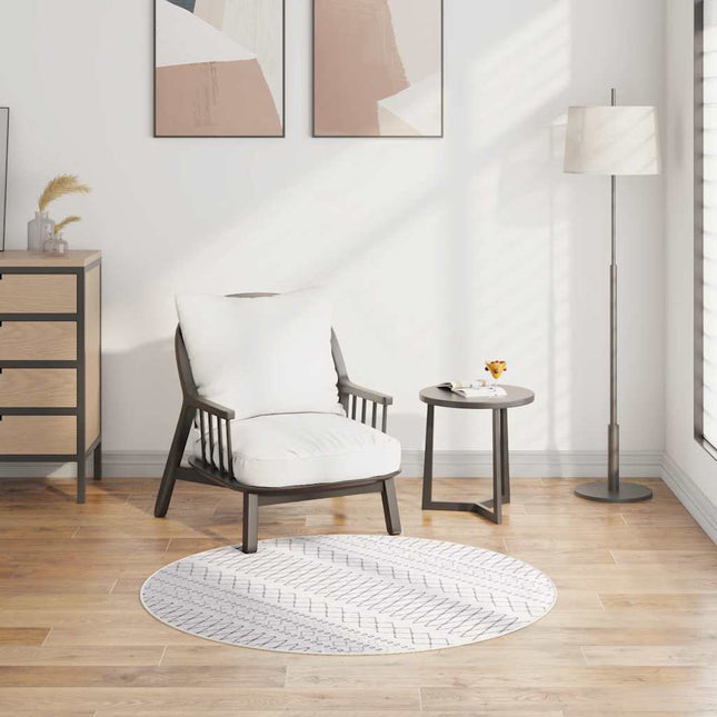 gulvtæppe φ120 cm vaskbart sort og hvid