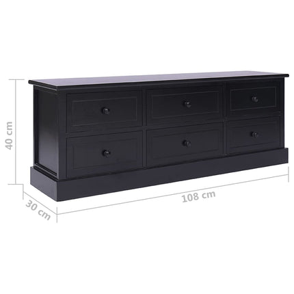 tv-bord 108x30x40 cm massivt kejsertræ sort
