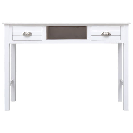 skrivebord 108x45x76 cm massivt kejsertræ hvid