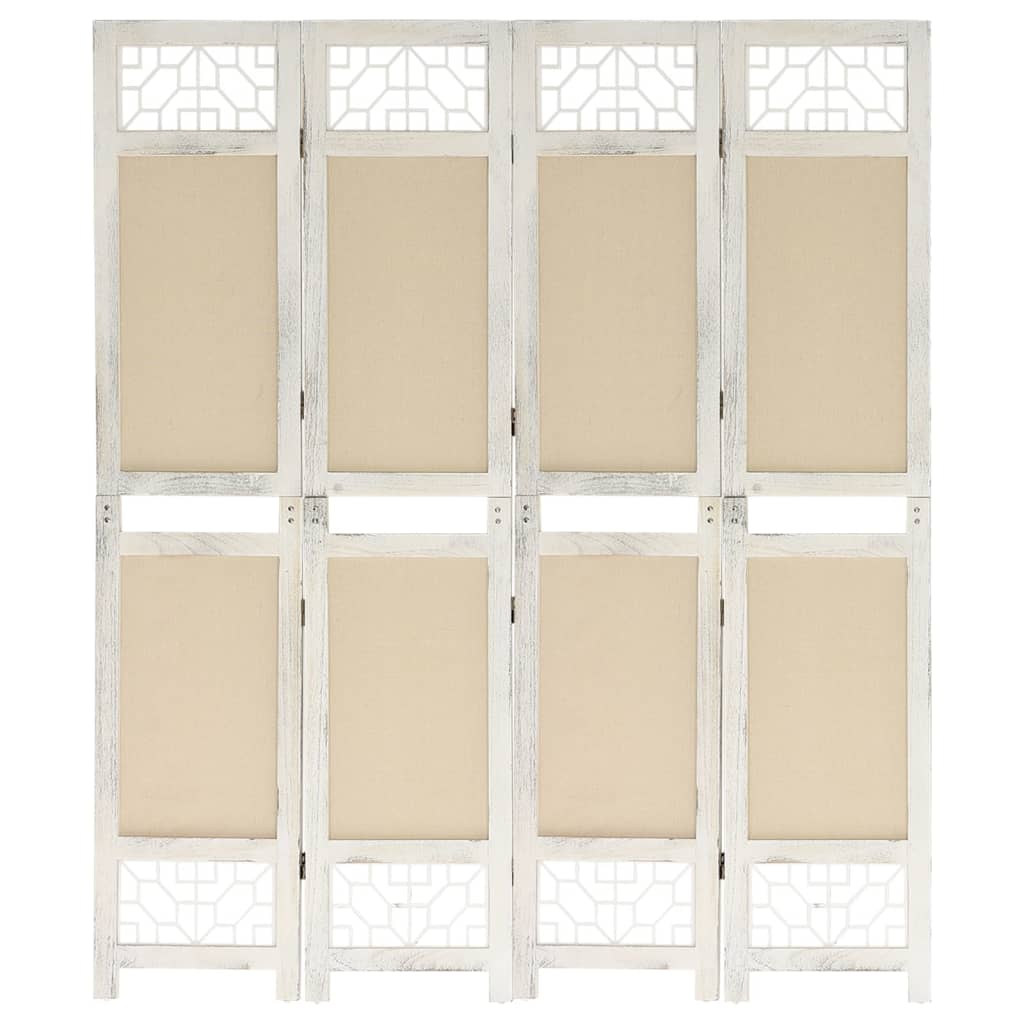 4-panels rumdeler 140x165 cm stof cremefarvet