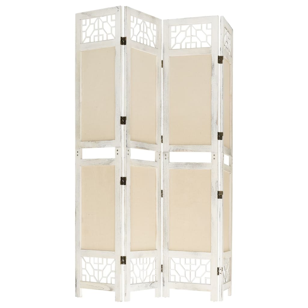 4-panels rumdeler 140x165 cm stof cremefarvet