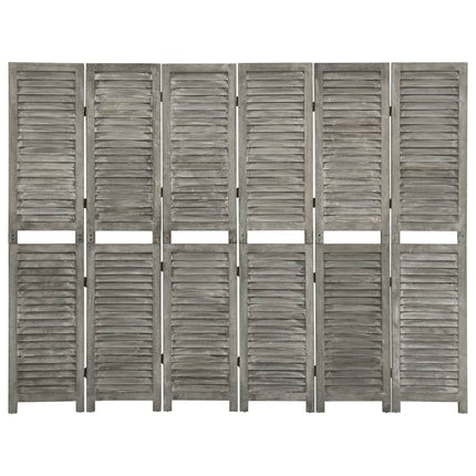 6-panels rumdeler 214x166 cm massivt træ grå