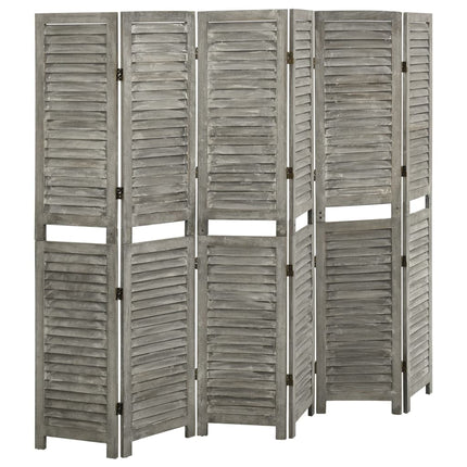 6-panels rumdeler 214x166 cm massivt træ grå