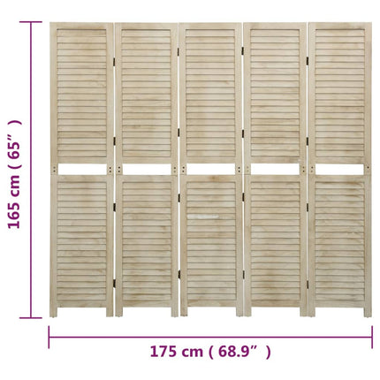 5-panels rumdeler 175x165 cm massivt kejsertræ
