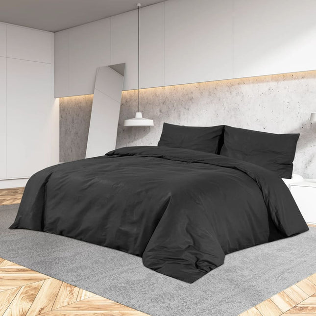 sengetøj 200x200 cm let mikrofiberstof sort