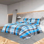 sengetøj 200x220 cm bomuld blå og grå