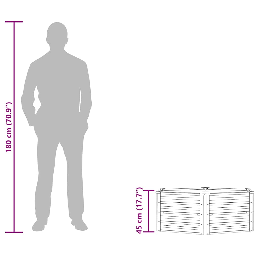 højbed 129x45 cm galvaniseret stål sølvfarvet