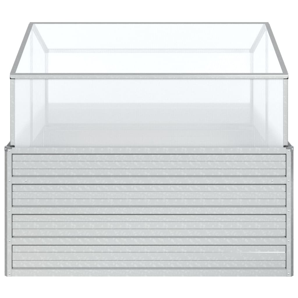 højbed med drivhus 100x100x85 cm sølvfarvet