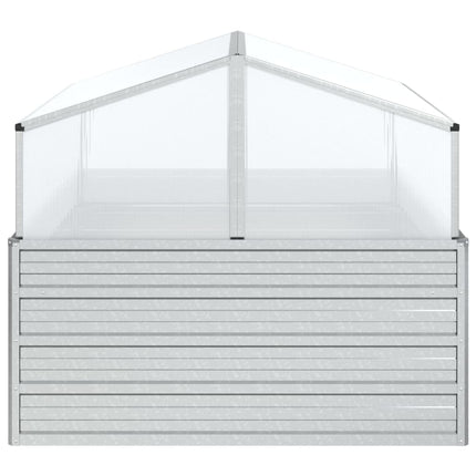 højbed med drivhus 100x100x85 cm sølvfarvet