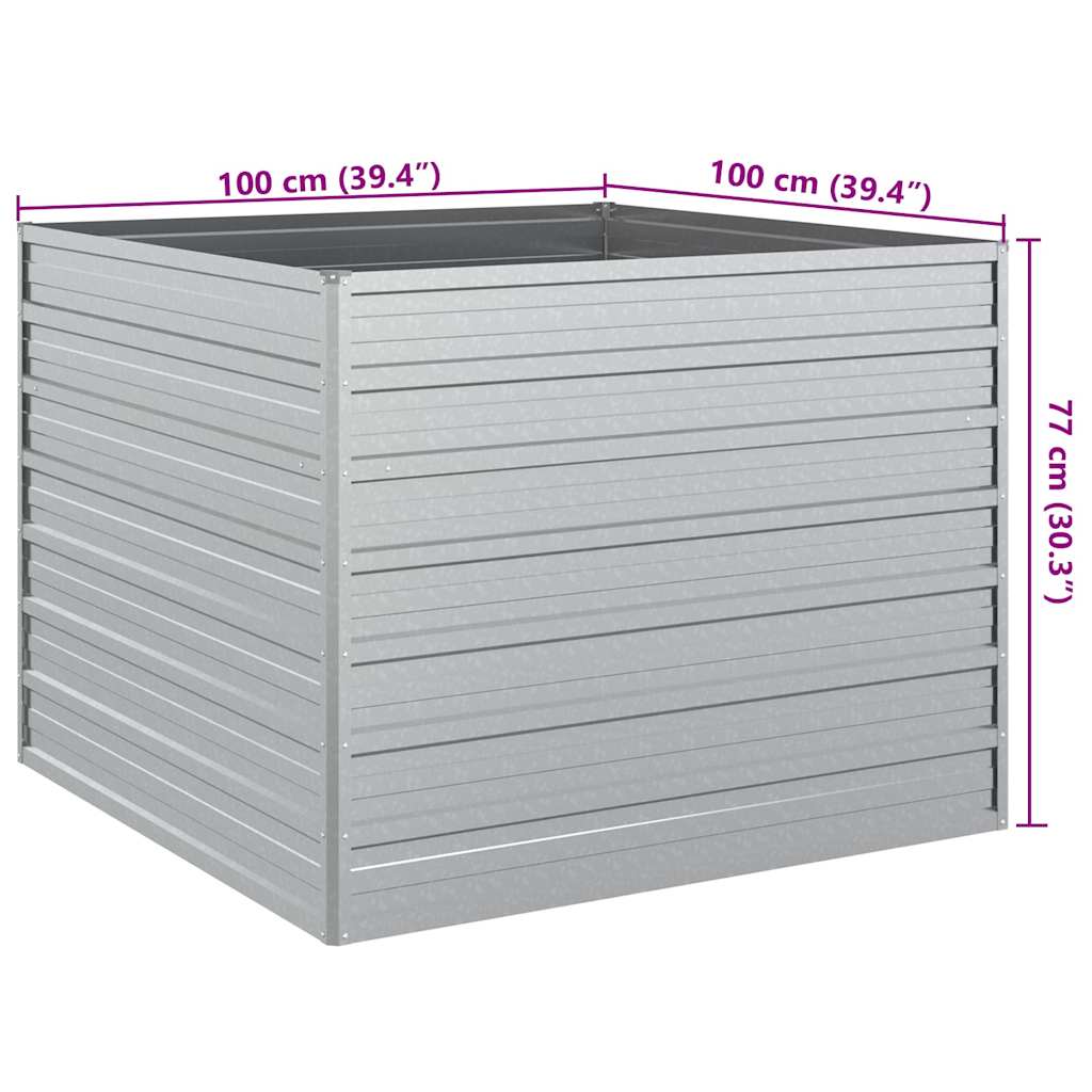 højbed 100x100x77 cm galvaniseret stål sølvfarvet