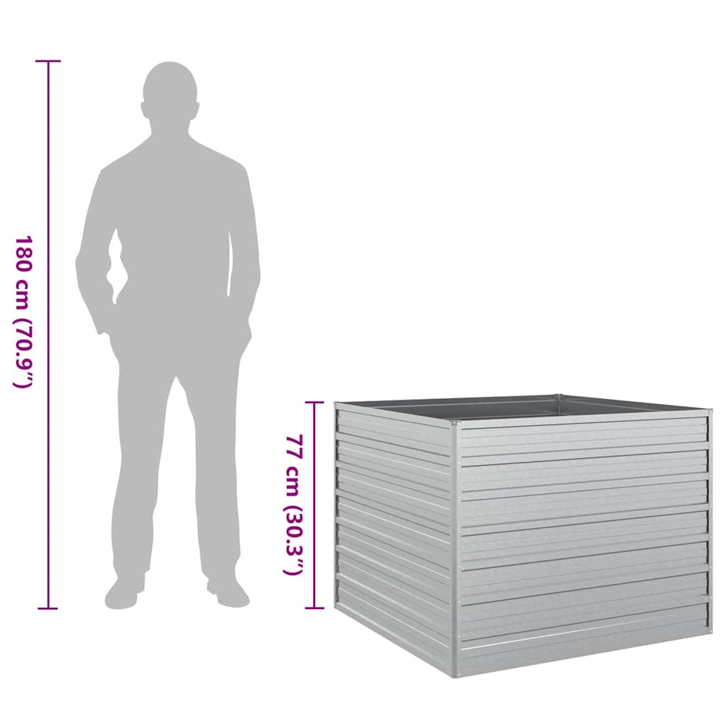 højbed 100x100x77 cm galvaniseret stål sølvfarvet