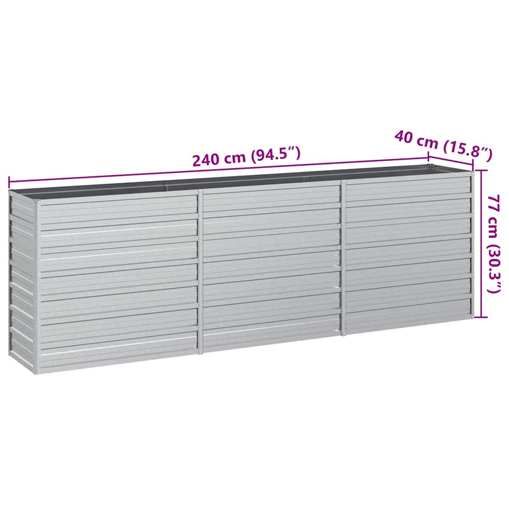 højbed 240x40x77 cm galvaniseret stål sølvfarvet