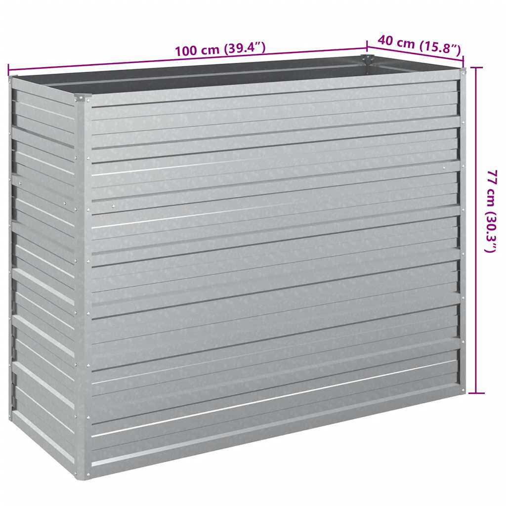 højbed 100x40x77 cm galvaniseret stål sølvfarvet