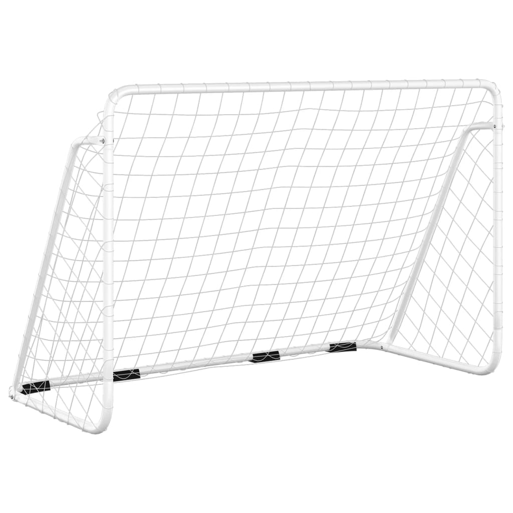 fodboldmål med net 180x90x120 cm stål hvid