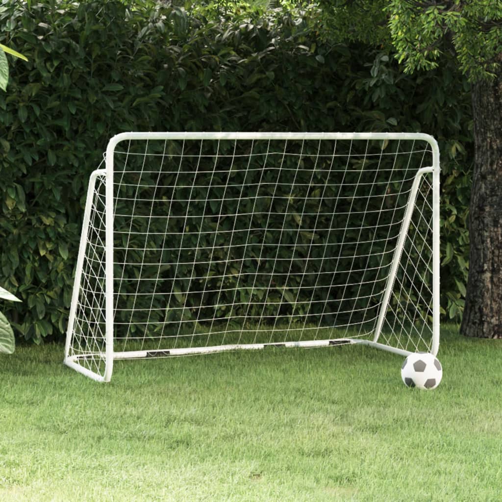 fodboldmål med net 180x90x120 cm stål hvid