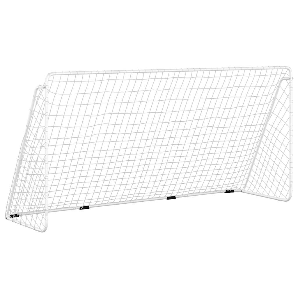 fodboldmål med net 366x122x182 cm stål hvid