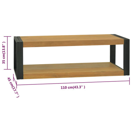 væghængt badeværelsesskab 110x45x35 cm massivt teaktræ