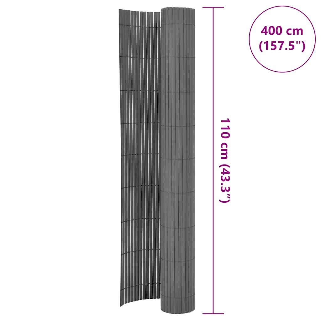 havehegn 110x400 cm dobbeltsidet grå