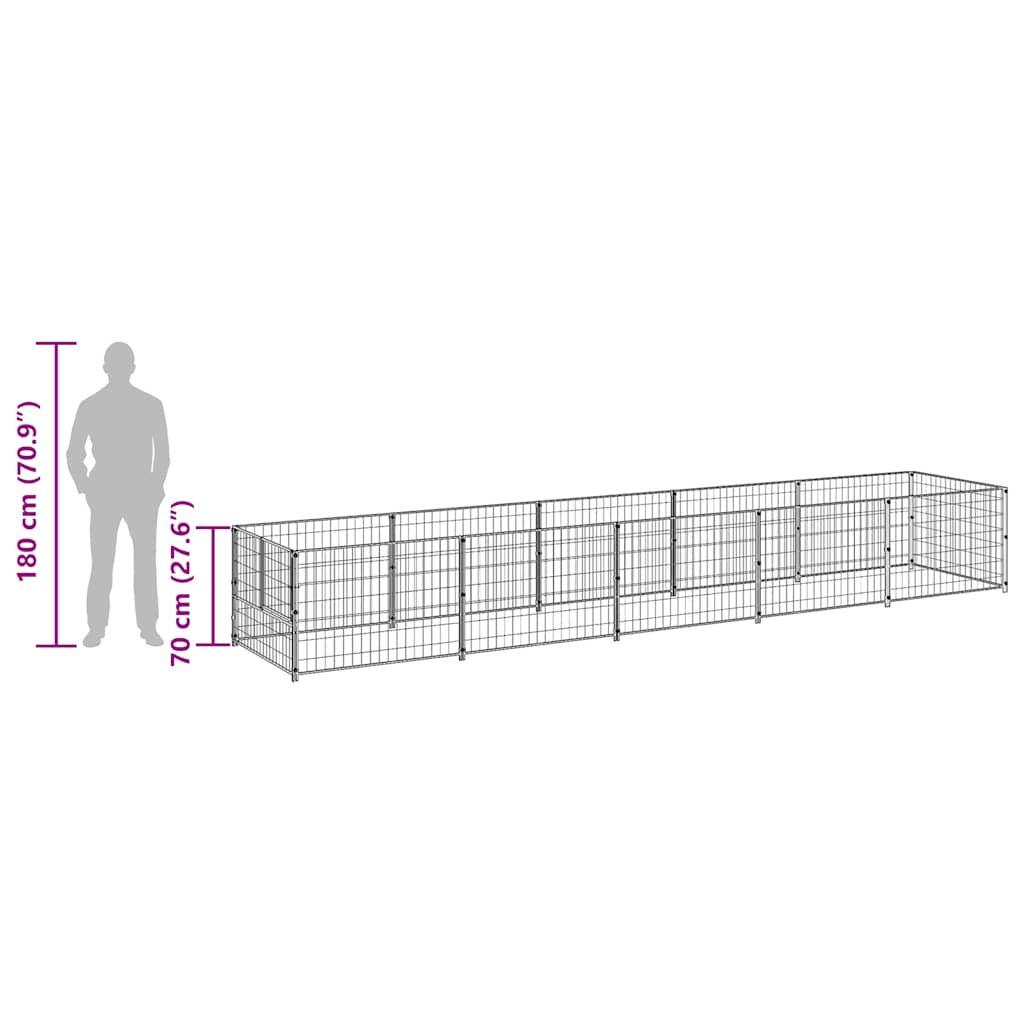 hundeløbegård 5 m² stål sort