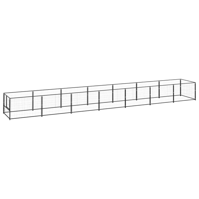 hundeløbegård 7 m² stål sort