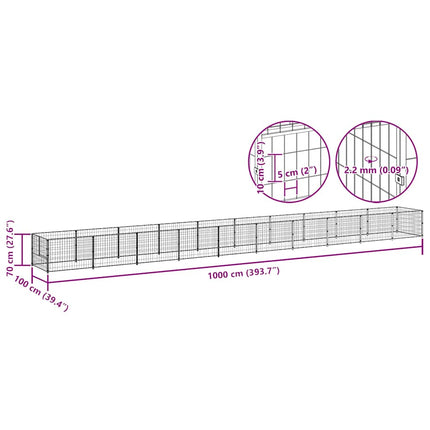 hundeløbegård 10 m² stål sort