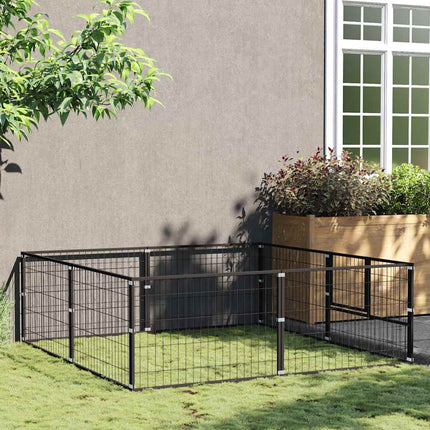 hundeløbegård 4 m² stål sort