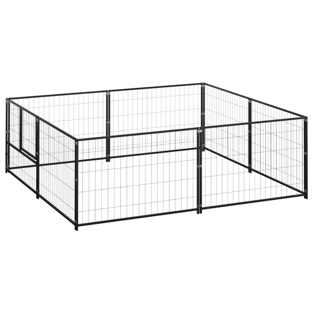hundeløbegård 4 m² stål sort