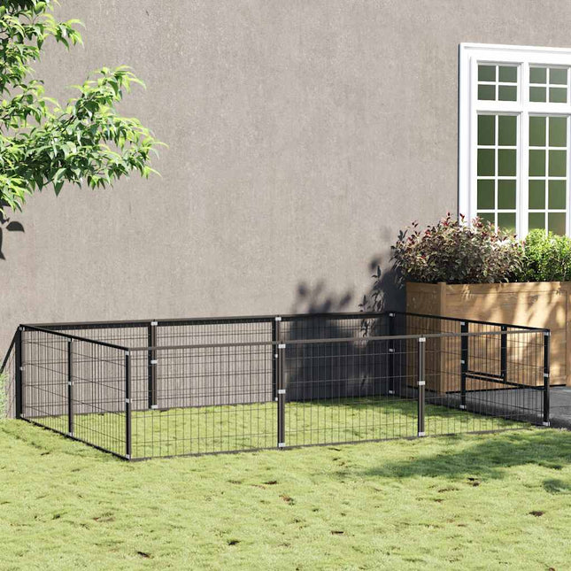 hundeløbegård 6 m² stål sort