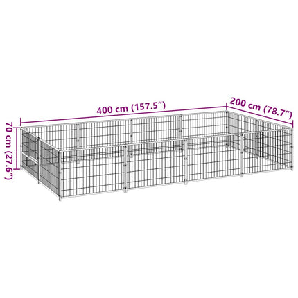 hundeløbegård 8 m² stål sort