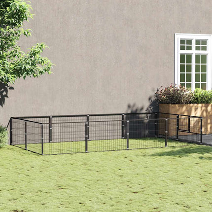hundeløbegård 8 m² stål sort