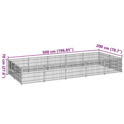 hundeløbegård 10 m² stål sort