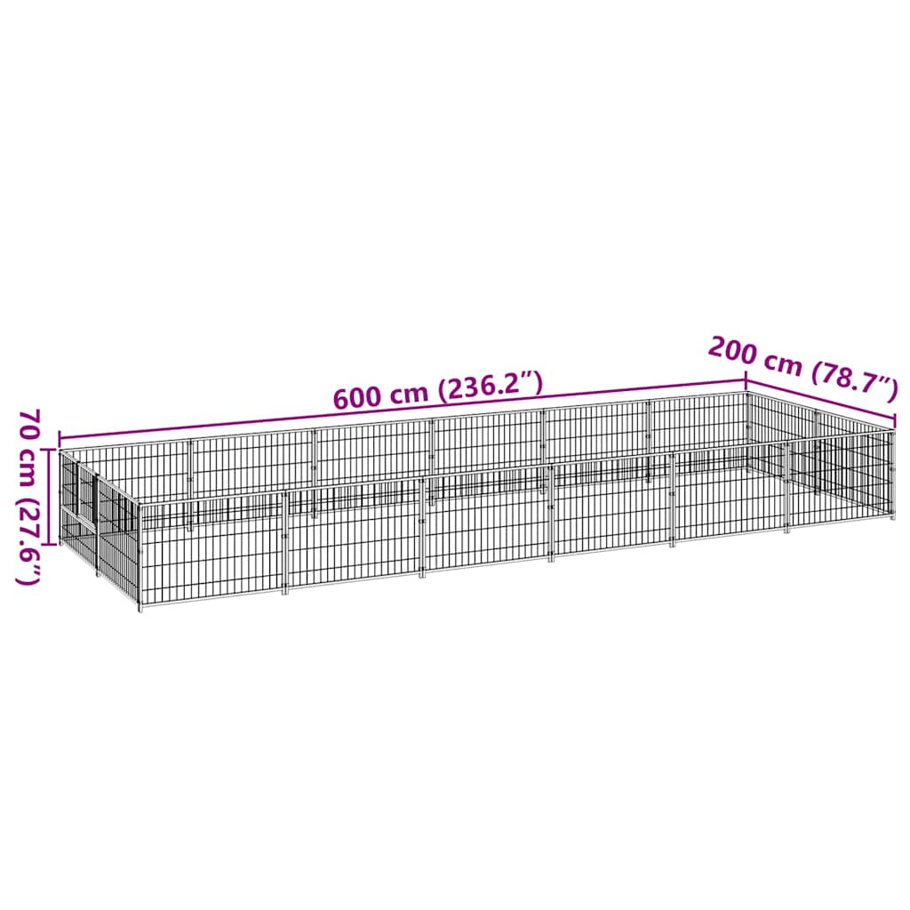 hundeløbegård 12 m² stål sort