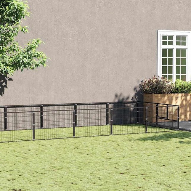 hundeløbegård 12 m² stål sort