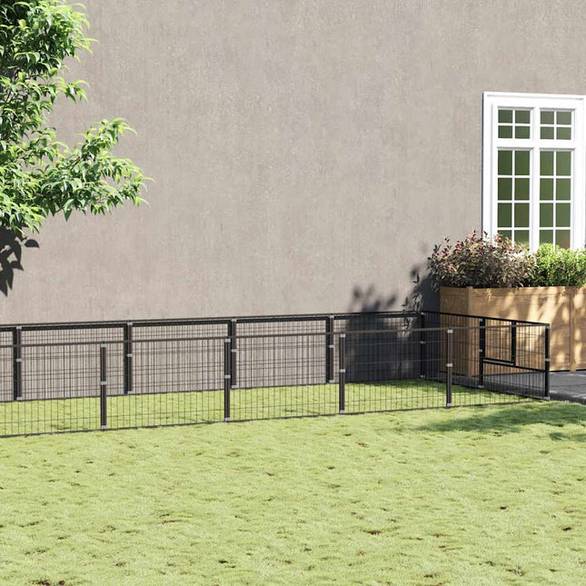 hundeløbegård 20 m² stål sort