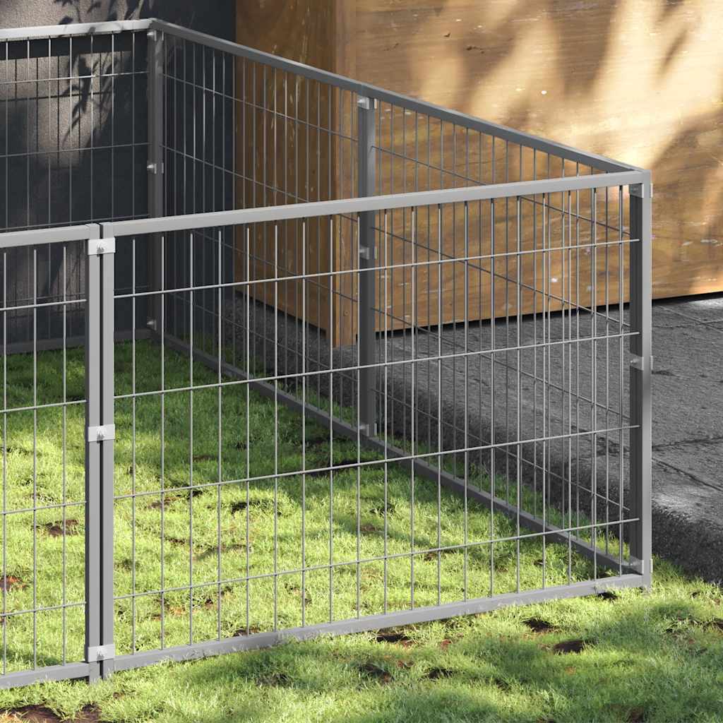hundeløbegård 16 m² stål sølvfarvet