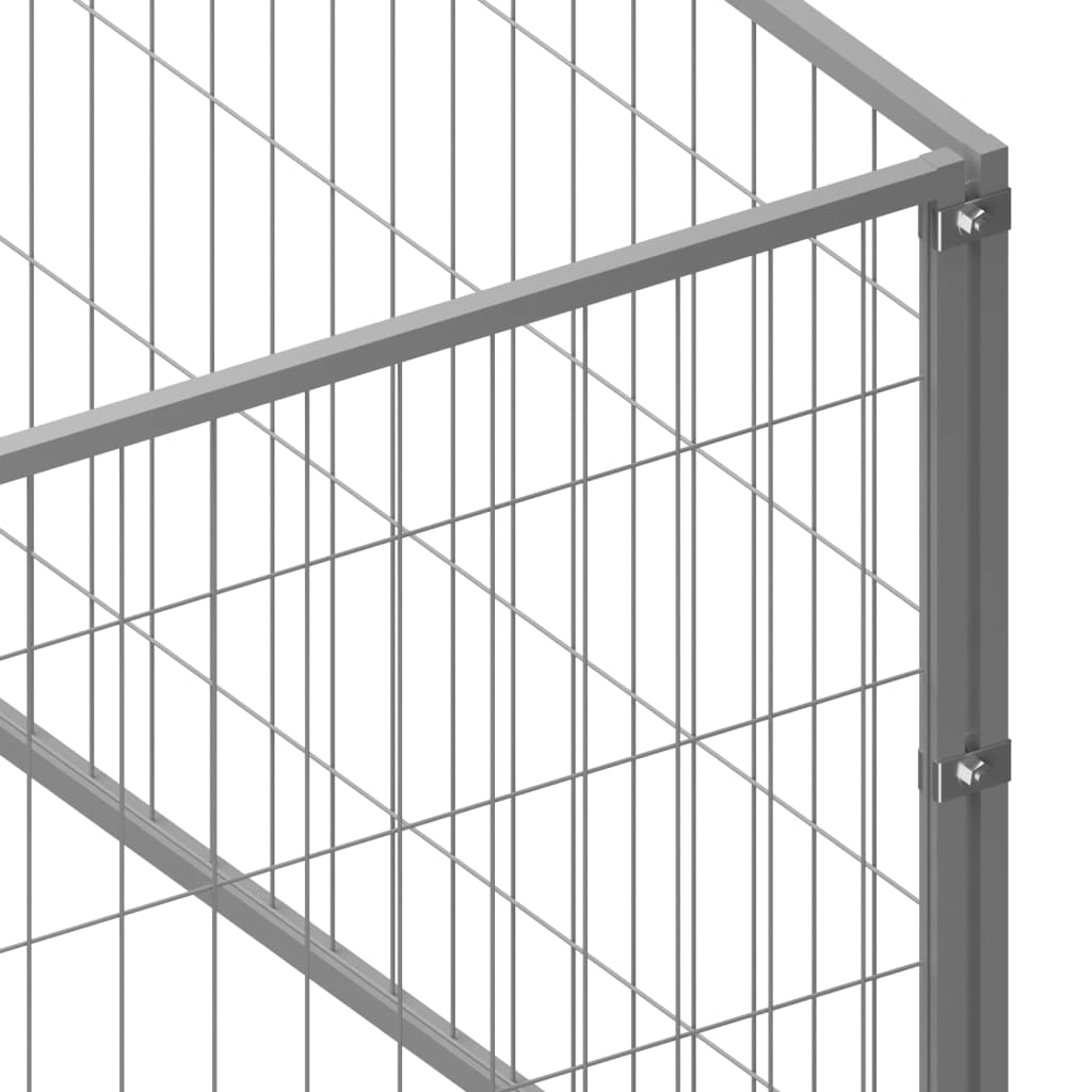 hundeløbegård 16 m² stål sølvfarvet