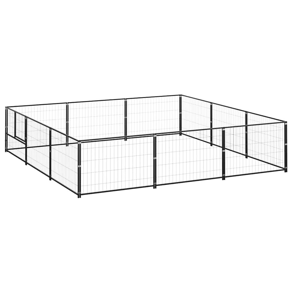 hundeløbegård 9 m² stål sort