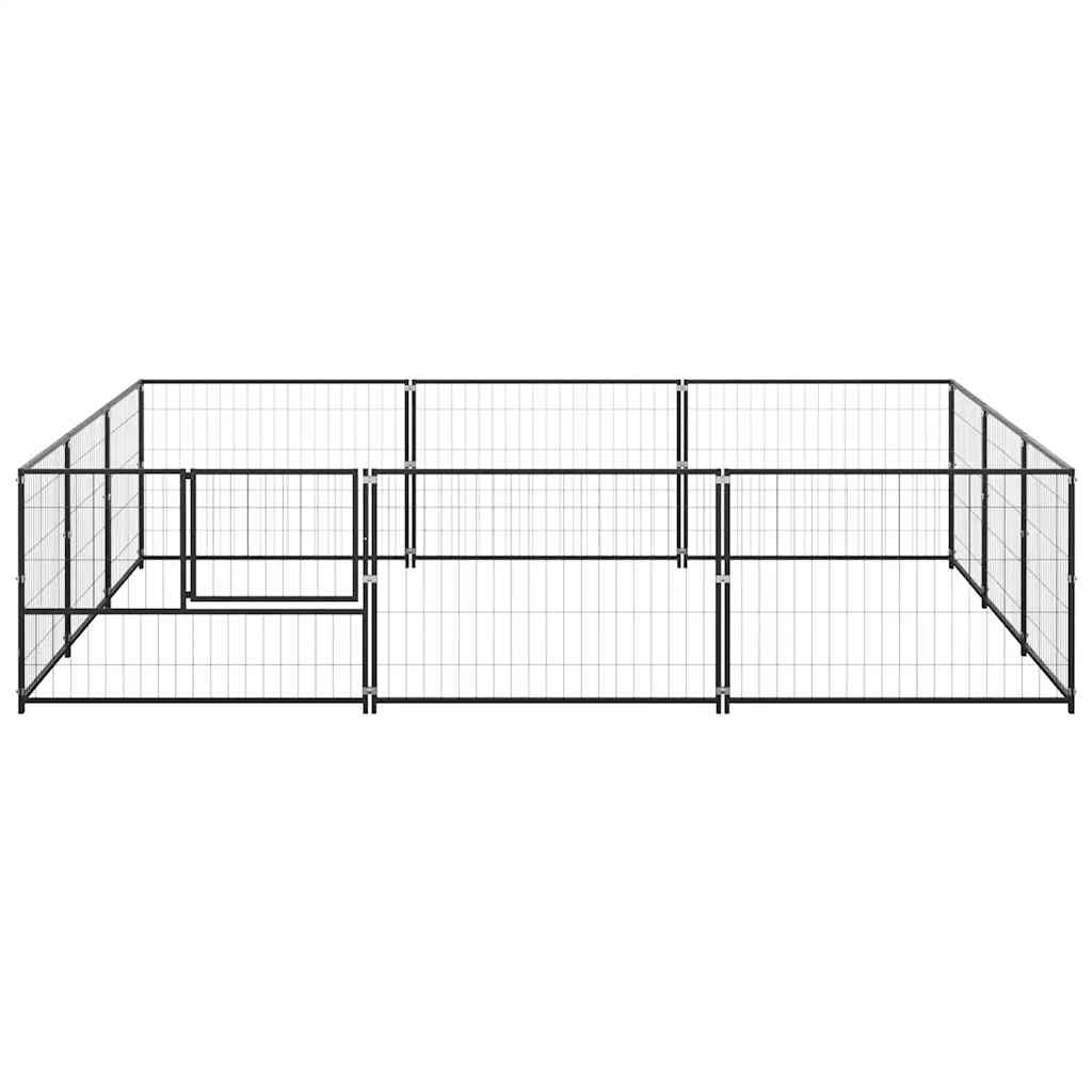 hundeløbegård 9 m² stål sort