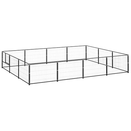 hundeløbegård 12 m² stål sort