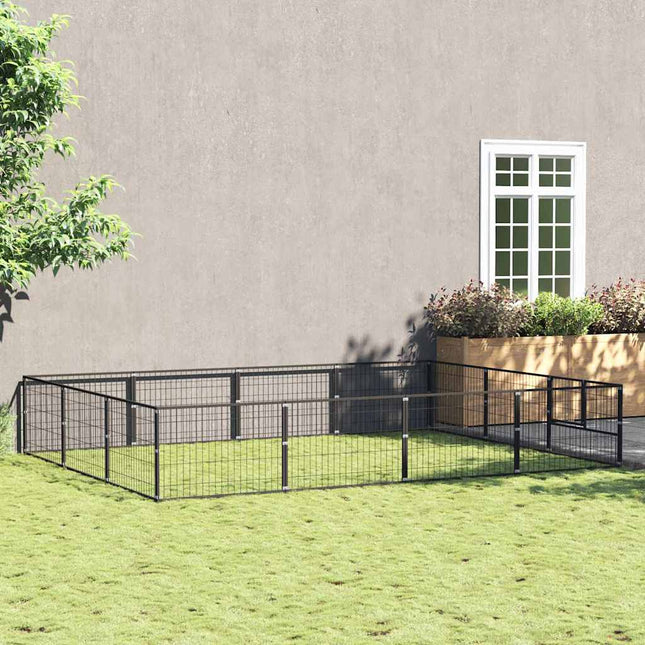 hundeløbegård 12 m² stål sort