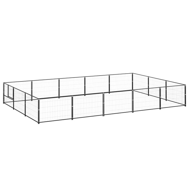 hundeløbegård 15 m² stål sort