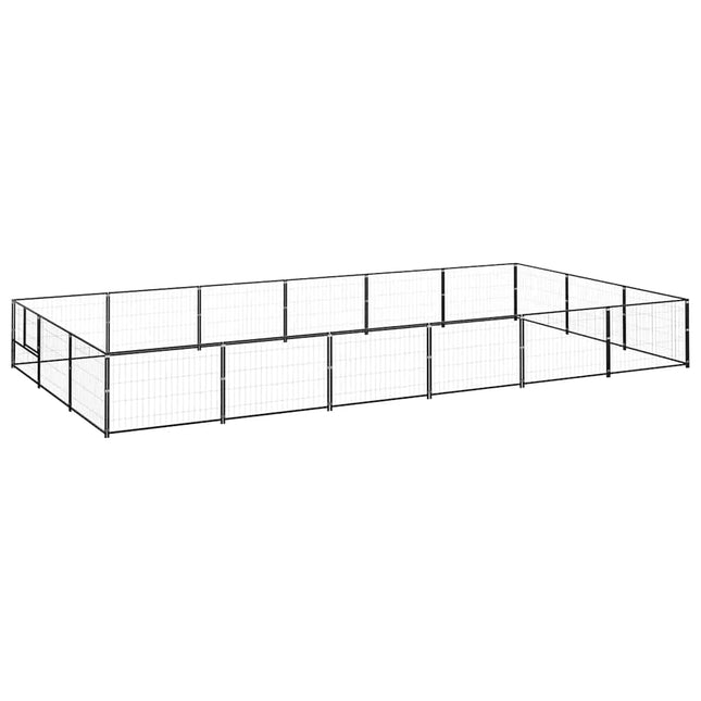 hundeløbegård 18 m² stål sort
