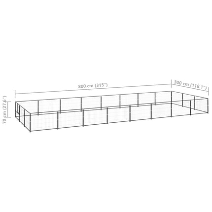 hundeløbegård 24 m² stål sort