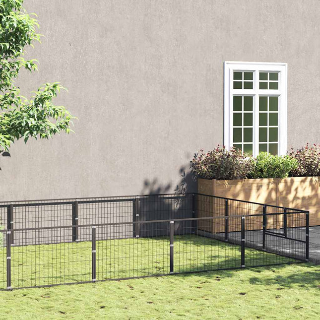 hundeløbegård 27 m² stål sort