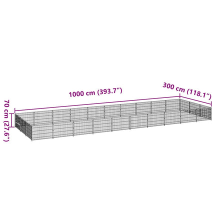 hundeløbegård 30 m² stål sort
